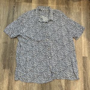 Alfani Short Sleeve Button Up Pattern Blue 3XL